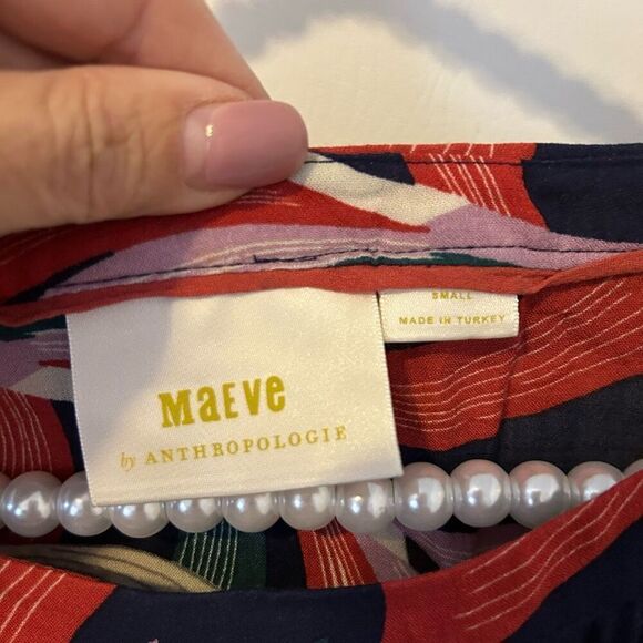 Maeve Anthropologie small Cheyenne fairy ruffle peplum top bird print colorful - Picture 6 of 12